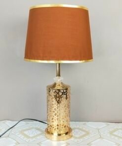 Crystal Table Lamp with Brown Velvet Shade