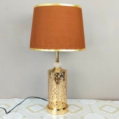 Crystal Table Lamp with Brown Velvet Shade