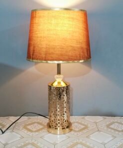 Crystal Table Lamp with Brown Velvet Shade Crystal Table Lamp with Brown Velvet Shade