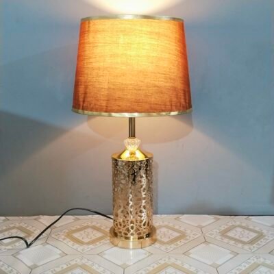 Crystal Table Lamp with Brown Velvet Shade